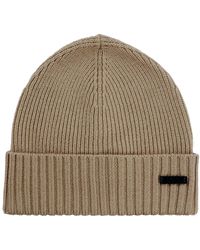 HUGO - Accessoires ,Wol Geribbelde Wollen Muts Fati Zand - Lyst