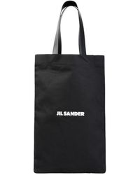Jil Sander - Schwarze shopper-tasche mit logo-verzierung - Lyst