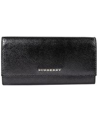 Burberry - Elegante schwarze leder brieftasche/kartenhalter - Lyst