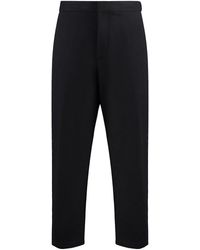 Jil Sander - Broeken ,Zwart ,Wol Elastische Wollen Broek Met Achterkant - Lyst
