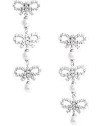 Self-Portrait - Perlen Tiered Schleifen Ohrringe Grau Bijoux - Lyst