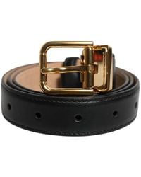 Dolce & Gabbana - Zwarte Leren Riem Met Logo Voor De Taille - Lyst