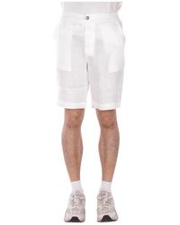 Alpha Studio - Korte Broeken ,Wit ,Linnen Linnen Bermuda Shorts - Lyst