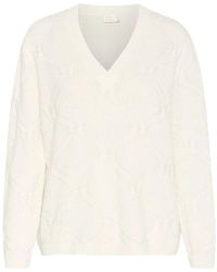 Kaffe - Strickpullover mit v-ausschnitt und muster - Lyst