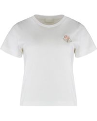Moncler - Tops ,Wit ,Katoen Branded Katoenen T-Shirt - Lyst