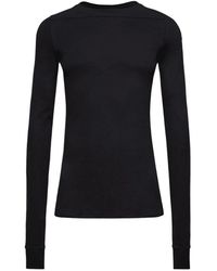 Moncler - Tops ,Zwart ,Katoen Girder T-Shirt Met Lange Mouwen En Ronde Hals - Lyst