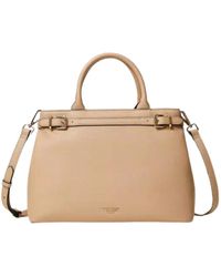 Twinset - Leren Shopper Tas Met Metalen Gespen - Lyst
