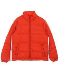 adidas - Fitness ,Rood ,Polyester Gewatteerde Puffer Jas Met Opstaande Kraag - Lyst