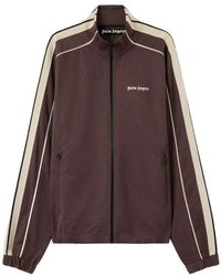 Palm Angels - Hoodies & Sweatvesten ,Bruin ,Polyester Classic Logo Track Top - Lyst
