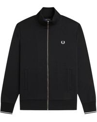 Fred Perry - Hoodies & Sweatvesten ,Zwart ,Katoen Sweatshirt Met Ritssluiting - Lyst