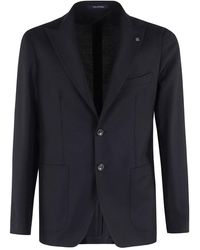 Tagliatore - Jassen ,Blauw ,Wol Jacket 1 Breast Rever Van Lancia Diagonaal Wol - Lyst