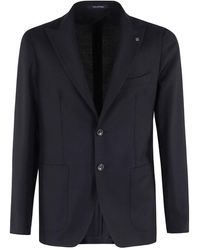 Tagliatore - Jassen ,Blauw ,Wol Jacket 1 Breast Rever Van Lancia Diagonaal Wol - Lyst