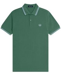 Fred Perry - Tops ,Groen ,Twin Tipped Polo Sport Groen/Track Blauw - Lyst