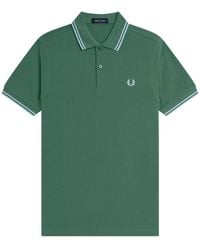 Fred Perry - Tops ,Groen ,Twin Tipped Polo Sport Groen/Track Blauw - Lyst