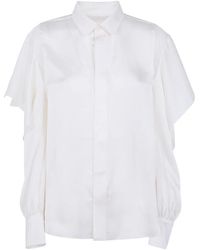 Sacai - Overhemden ,Wit ,Satijn Satijnen X Chiffon Blouse - Lyst