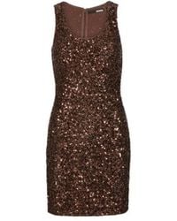 ROTATE BIRGER CHRISTENSEN - Kleedjes ,Bruin ,Polyester Sequins Sleeveless Dress - Lyst