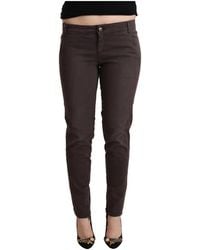 Ermanno Scervino - Bruine Katoenen Broek Met Lage Taille En Slim Fit - Lyst