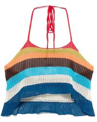 DSquared² - Blauer Halterneck-Pullover Mit Logo-Stickerei - Lyst