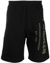 McQueen - Korte Broeken ,Zwart ,Katoen Graffiti Print Shorts - Lyst