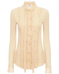 Chloé - Zijden Blouse Met Ruches En Strikdetail - Lyst