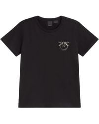 Pinko - Love Birds Geborduurd T-Shirt - Lyst