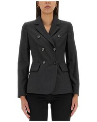 Max Mara - Jassen ,Zwart ,Leer Notched Lapels Doublebre - Lyst