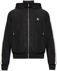 Palm Angels - Jassen ,Zwart ,Polyester Geborduurde Logo Track Jacket - Lyst