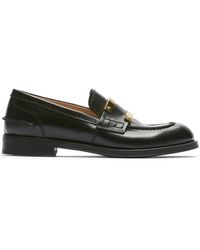 N°21 - Schoenen ,Zwart ,Leer Zwarte Leren Platte Schoenen Met Gouden Logo - Lyst