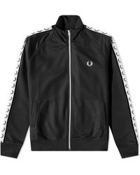 Fred Perry - Hoodies & Sweatvesten ,Zwart ,Katoen Retro Style Taped Track Jacket - Lyst
