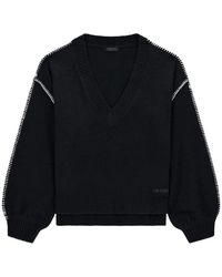 Guess - Truien & Vesten ,Zwart ,Wol V-Hals Trui - Lyst