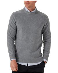 Profuomo - Truien & Vesten ,Grijs ,Wol Blauwe Wolblend Crew Neck Pullover Trui - Lyst