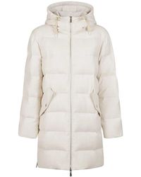 Eleventy - Langer Daunenmantel Mit Kapuze Und Strick - Lyst