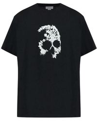 McQueen - Tops ,Zwart ,Katoen Lace Skull T-Shirt - Lyst