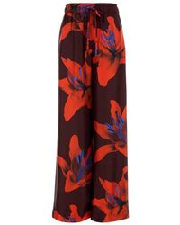 McQueen - Printed Satin Wide-Leg Pant - Lyst