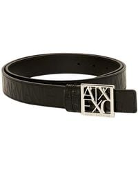 Armani Exchange - Cinturón negro hebilla logo mujer - Lyst