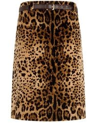 Max Mara - Luipaardprint Midi Rok Met Riem - Lyst