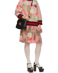 Gucci Bloemen Geplooide Mini Rok - Roze