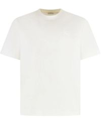 Burberry - T-Shirt Van Katoen Met Geborduurd Logo - Lyst