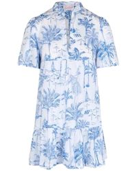 MC2 Saint Barth - Kleedjes ,Wit ,Jurk Met Korte Mouwen En All-Over Print - Lyst