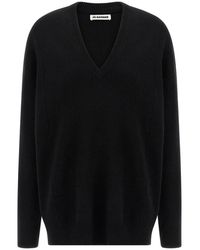 Jil Sander - Wollen Kasjmier Trui Met V-Hals - Lyst