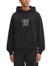 HUGO - Hoodies & Sweatvesten ,Zwart ,Katoen Relaxed-Fit Katoen Terry Hoodie - Lyst