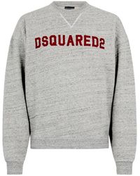 DSquared² - Hoodies & Sweatvesten ,Grijs ,Leer D2 College Crewneck Sweatshirt - Lyst