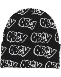 Obey - Accessoires ,Veelkleurig ,Nylon Zwart Multi Beanie Hoed Met Micro Rib - Lyst