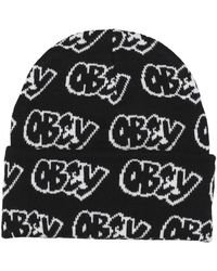 Obey - Accessoires ,Veelkleurig ,Nylon Zwart Multi Beanie Hoed Met Micro Rib - Lyst