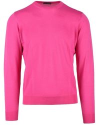 Drumohr - Truien & Vesten ,Roze ,Wol Merino Wol Dunne Ronde Hals Trui - Lyst