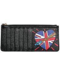 Dolce & Gabbana - Schwarzes leder-kartenhalter-portemonnaie mit reißverschluss - Lyst