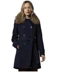 Kocca - Jassen ,Zwart ,Wol Coat Ecrufur - Lyst