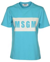 MSGM - Blaue t-shirts und polos kollektion - Lyst