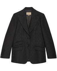 Gucci - Giacca in lana nera con dettagli a freccia - Lyst