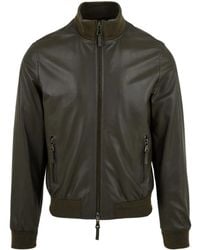 The Jack Leathers - Derek Rib Tank Groene Leren Jassen - Lyst